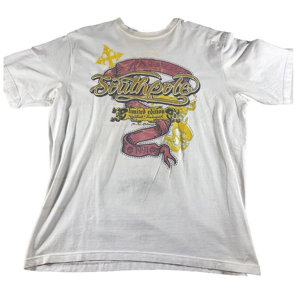Vintage South Pole T Shirt Men's Size 2XL White Limited Edition 90's Retro Y2K